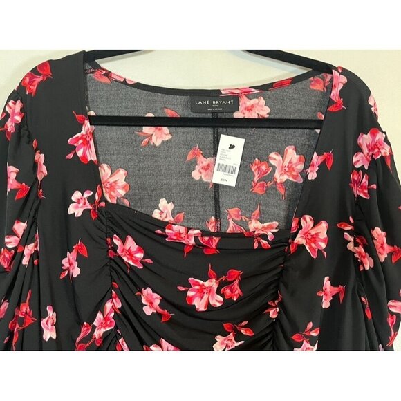 Lane Bryant Floral Top 22 Black Boho Feminine Western Coquette Fairy Retro 80s - Picture 6 of 12